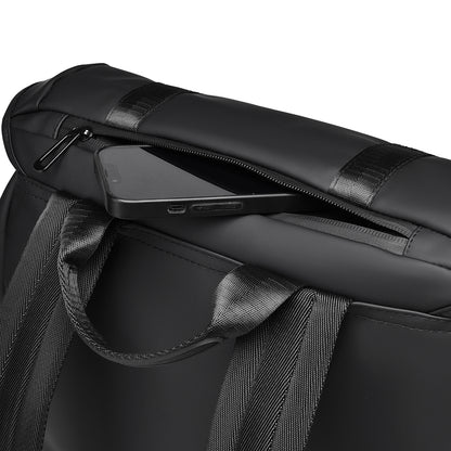 Flap Top Laptop Backpack Large Capacity Work University Travel Bag with Trolley Sleeve, Black