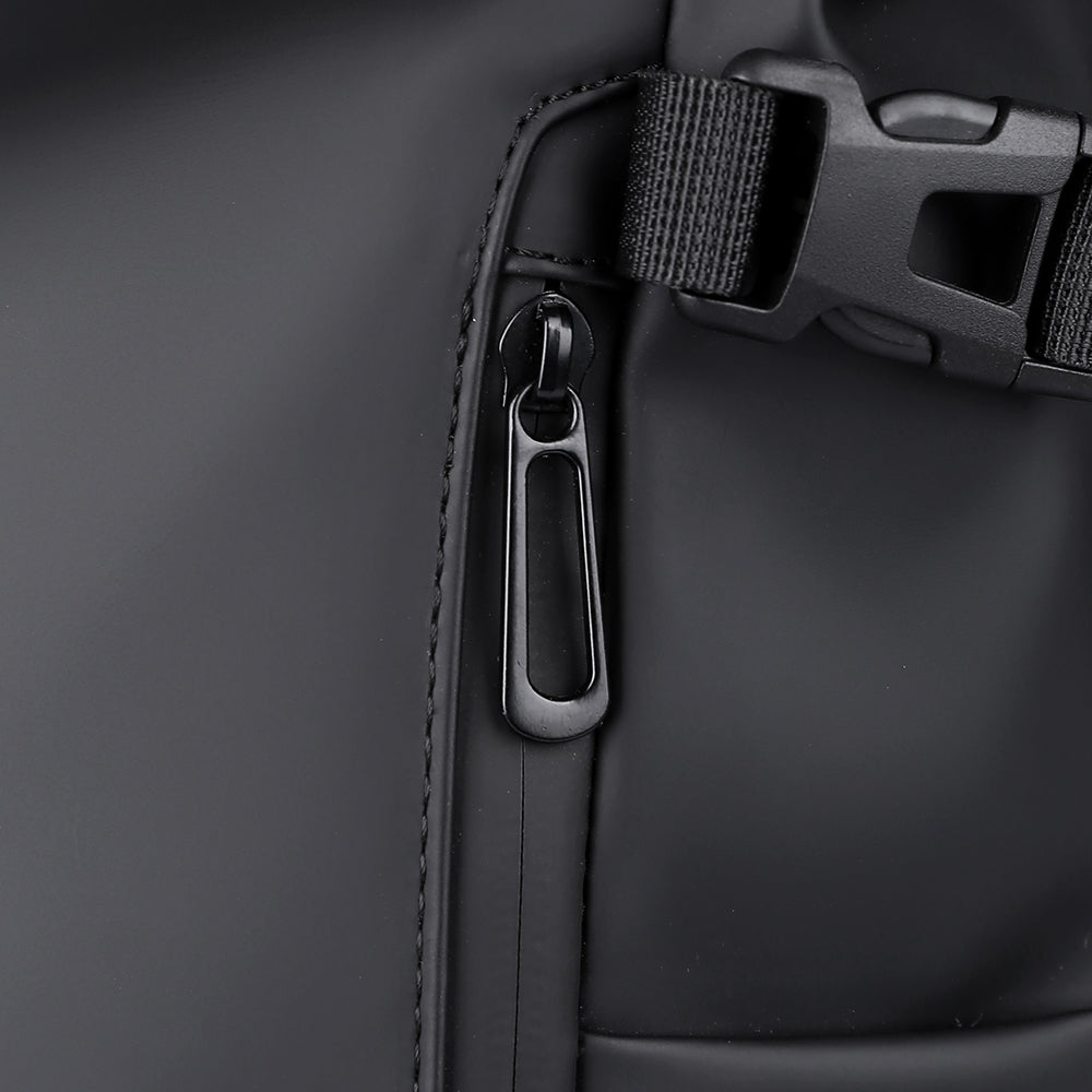 Roll Top Laptop Backpack Water-Resistant Commuter Travel Bag Black