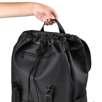 Flap Top Laptop Backpack Large Capacity Work University Travel Bag with Trolley Sleeve, Black