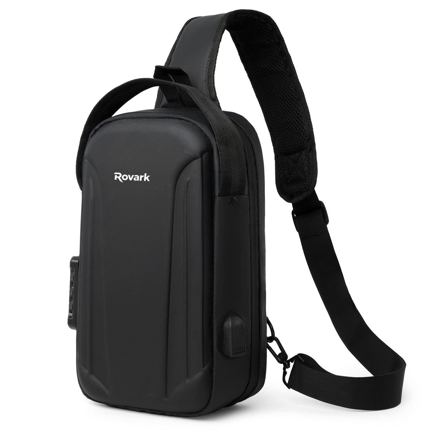 Rovark UrbanSling Bag with Combination Lock, USB Charging Port