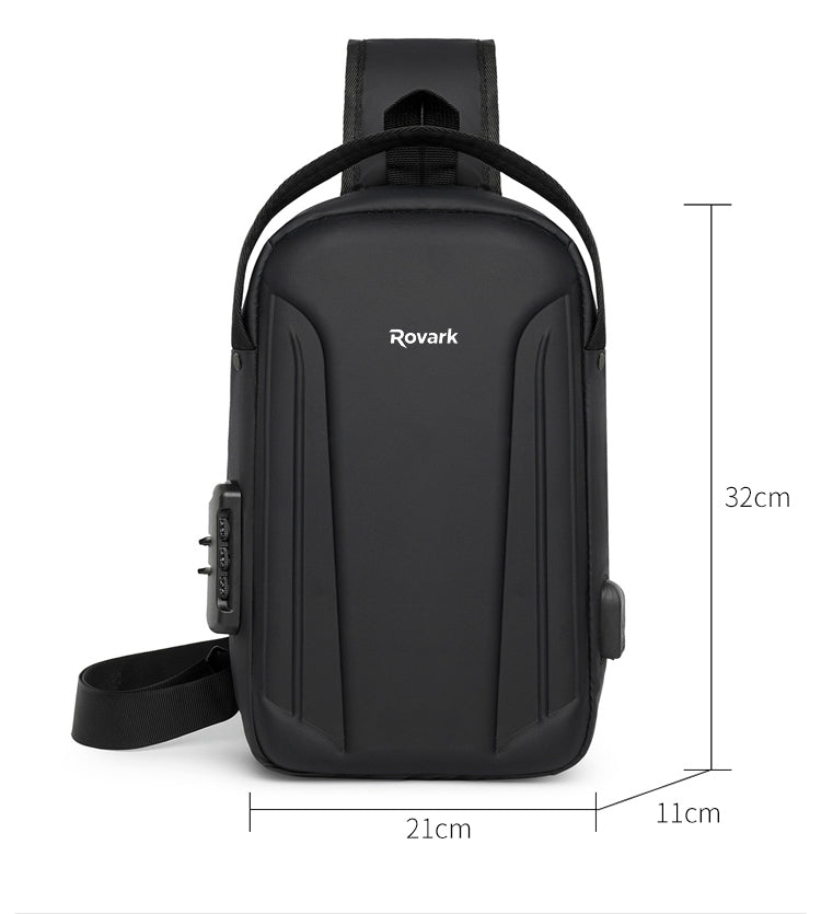 Rovark UrbanSling Bag with Combination Lock, USB Charging Port
