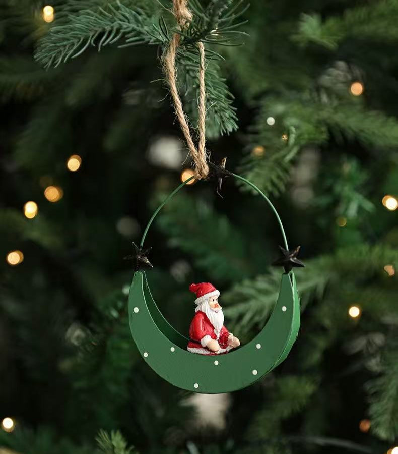 Crescent  Santa Christmas Ornament