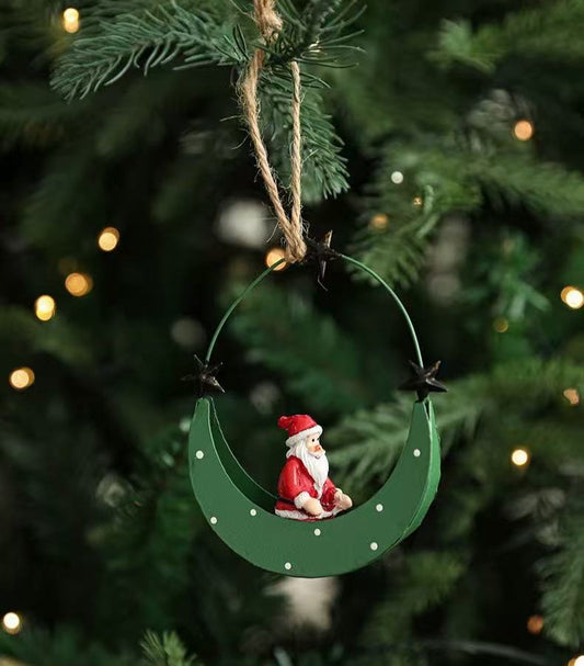 Crescent  Santa Christmas Ornament